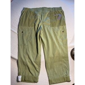 Soft Surroundings Olive Green Embroidered Cargo Pants Women's Size 3X